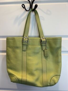 Vintage Coach Large Bag Hampton Green Pebble Leather